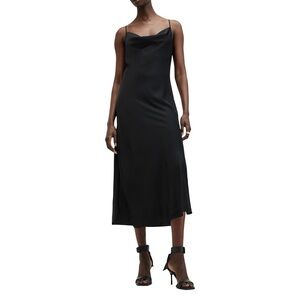 ALL SAINTS The Hadley Dress slip black dress size 6